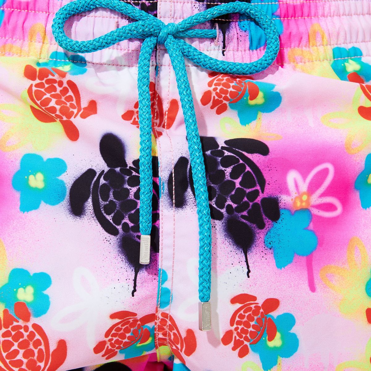 Badeshort MOOREA GRAFFITI TURTLE rose fluo